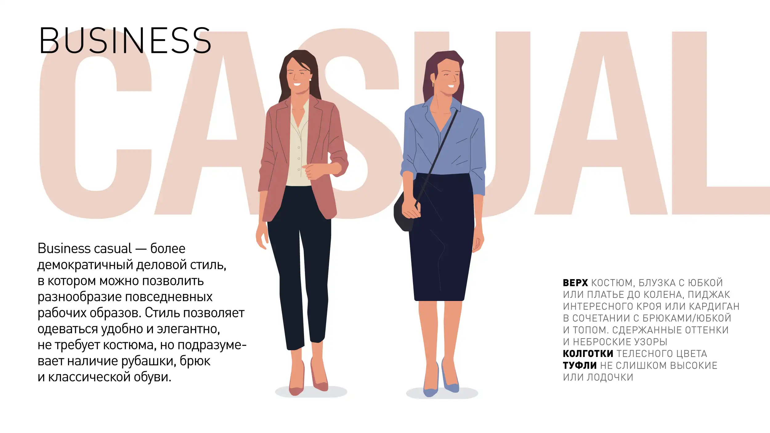 Верстка страницы Business Casual с вариантами женского гардероба, Газпром нефть